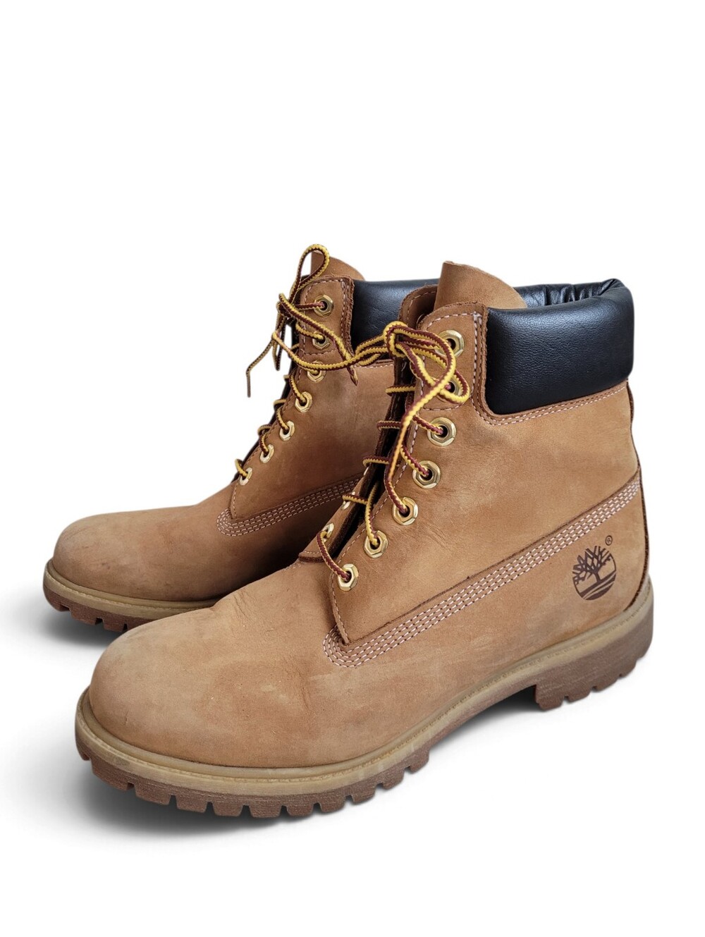 Timberland Men's Nubuck Lace-Up Work Boots Tan with Black Collar Size 8